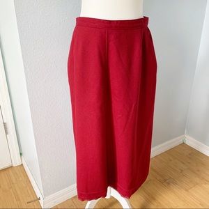 Vintage 70’s Burgundy Wool Straight Midi Skirt M